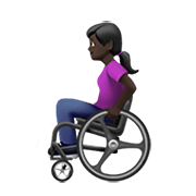 👩🏿‍🦽 Emoji Frau in manuellem Rollstuhl: dunkle Hautfarbe Apple iOS 13.3.