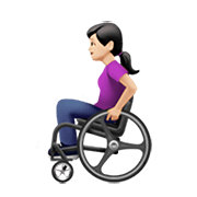 👩🏻‍🦽 Emoji Frau in manuellem Rollstuhl: helle Hautfarbe Apple iOS 13.3.