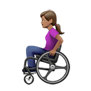 👩🏽‍🦽 Emoji Frau in manuellem Rollstuhl: mittlere Hautfarbe Apple iOS 13.3.