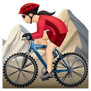 🚵🏻‍♀️ Emoji Mulher Fazendo Mountain Bike: Pele Clara na Apple iOS 13.3.
