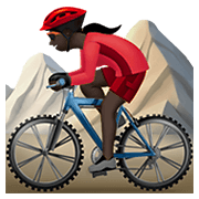 🚵🏿‍♀️ Emoji Mountainbikerin: dunkle Hautfarbe Apple iOS 13.3.