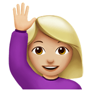 🙋🏼‍♀️ Emoji Frau mit erhobenem Arm: mittelhelle Hautfarbe Apple iOS 13.3.