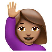 🙋🏽‍♀️ Emoji Frau mit erhobenem Arm: mittlere Hautfarbe Apple iOS 13.3.