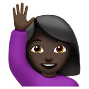 🙋🏿‍♀️ Emoji Frau mit erhobenem Arm: dunkle Hautfarbe Apple iOS 13.3.