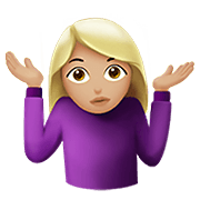 🤷🏼‍♀️ Emoji Mujer Encogida De Hombros: Tono De Piel Claro Medio en Apple iOS 13.3.