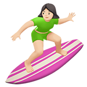 🏄🏻‍♀️ Emoji Mujer Haciendo Surf: Tono De Piel Claro en Apple iOS 13.3.