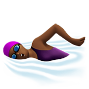 🏊🏾‍♀️ Emoji Mujer Nadando: Tono De Piel Oscuro Medio en Apple iOS 13.3.
