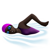 🏊🏿‍♀️ Emoji Mujer Nadando: Tono De Piel Oscuro en Apple iOS 13.3.