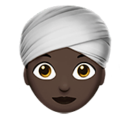 👳🏿‍♀️ Emoji Frau mit Turban: dunkle Hautfarbe Apple iOS 13.3.