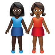 👩🏿‍🤝‍👩🏾 Emoji Mujeres De La Mano: Tono De Piel Oscuro Y Tono De Piel Oscuro Medio en Apple iOS 13.3.
