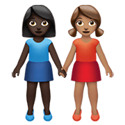 👩🏿‍🤝‍👩🏽 Emoji händchenhaltende Frauen: dunkle Hautfarbe, mittlere Hautfarbe Apple iOS 13.3.