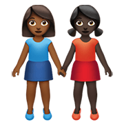 👩🏾‍🤝‍👩🏿 Emoji händchenhaltende Frauen: mitteldunkle Hautfarbe, dunkle Hautfarbe Apple iOS 13.3.