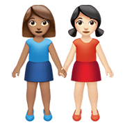 👩🏽‍🤝‍👩🏻 Emoji händchenhaltende Frauen: mittlere Hautfarbe, helle Hautfarbe Apple iOS 13.3.