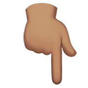👇🏽 Emoji Dorso Da Mão Com Dedo Indicador Apontando Para Baixo: Pele Morena na Apple iOS 14.2.