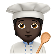 Émoji 🧑🏿‍🍳 Cuisinier (tous Genres) : Peau Foncée sur Apple iOS 14.2.