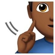Emoji 🧏🏾‍♂️ Uomo Con Problemi Di Udito: Carnagione Abbastanza Scura su Apple iOS 14.2.