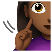 🧏🏾‍♀️ Emoji Mulher Surda: Pele Morena Escura na Apple iOS 14.2.
