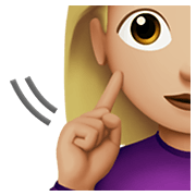 🧏🏼‍♀️ Emoji Mulher Surda: Pele Morena Clara na Apple iOS 14.2.