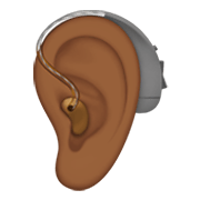 🦻🏾 Emoji Ohr mit Hörhilfe: mitteldunkle Hautfarbe Apple iOS 14.2.