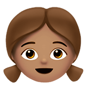 👧🏽 Emoji Mädchen: mittlere Hautfarbe Apple iOS 14.2.