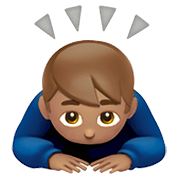 🙇🏽‍♂️ Emoji sich verbeugender Mann: mittlere Hautfarbe Apple iOS 14.2.
