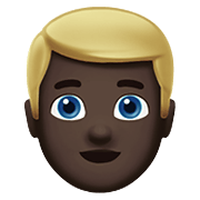 👱🏿‍♂️ Emoji Mann: dunkle Hautfarbe, blond Apple iOS 14.2.