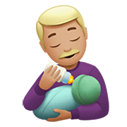 Émoji 👨🏼‍🍼 Homme Allaitant Un Bébé : Peau Moyennement Claire sur Apple iOS 14.2.