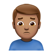 🙍🏽‍♂️ Emoji missmutiger Mann: mittlere Hautfarbe Apple iOS 14.2.