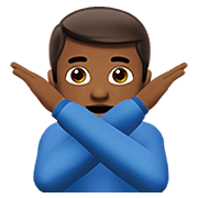 🙅🏾‍♂️ Emoji Homem Fazendo Gesto De «não»: Pele Morena Escura na Apple iOS 14.2.