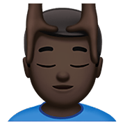 💆🏿‍♂️ Emoji Mann, der eine Kopfmassage bekommt: dunkle Hautfarbe Apple iOS 14.2.