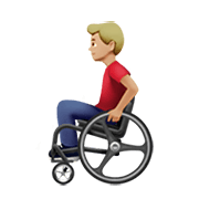 👨🏼‍🦽 Emoji Mann in manuellem Rollstuhl: mittelhelle Hautfarbe Apple iOS 14.2.