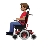 👨🏽‍🦼 Emoji Mann in elektrischem Rollstuhl: mittlere Hautfarbe Apple iOS 14.2.