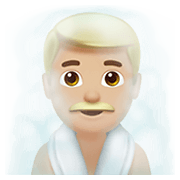 🧖🏼‍♂️ Emoji Hombre En Una Sauna: Tono De Piel Claro Medio en Apple iOS 14.2.
