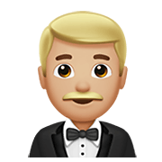 Emoji 🤵🏼‍♂️ Uomo in smoking: Carnagione Abbastanza Chiara su Apple iOS 14.2.