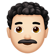Emoji 👨🏻‍🦱 Uomo: Carnagione Chiara E Capelli Ricci su Apple iOS 14.2.