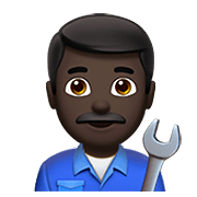 👨🏿‍🔧 Emoji Mecânico: Pele Escura na Apple iOS 14.2.