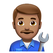 👨🏽‍🔧 Emoji Mechaniker: mittlere Hautfarbe Apple iOS 14.2.