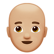 👨🏼‍🦲 Emoji Mann: mittelhelle Hautfarbe, Glatze Apple iOS 14.2.