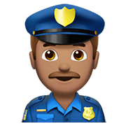 👮🏽‍♂️ Emoji Polizist: mittlere Hautfarbe Apple iOS 14.2.