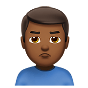 🙎🏾‍♂️ Emoji Hombre Haciendo Pucheros: Tono De Piel Oscuro Medio en Apple iOS 14.2.