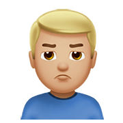 🙎🏼‍♂️ Emoji Hombre Haciendo Pucheros: Tono De Piel Claro Medio en Apple iOS 14.2.