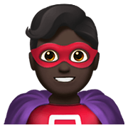 Émoji 🦸🏿‍♂️ Super-héros Homme : Peau Foncée sur Apple iOS 14.2.