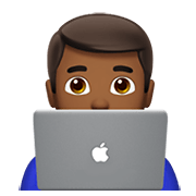 👨🏾‍💻 Emoji Tecnólogo: Pele Morena Escura na Apple iOS 14.2.