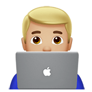 👨🏼‍💻 Emoji Tecnólogo: Pele Morena Clara na Apple iOS 14.2.