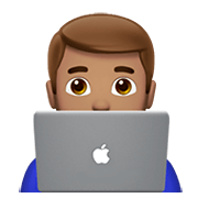 👨🏽‍💻 Emoji IT-Experte: mittlere Hautfarbe Apple iOS 14.2.