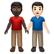 👨🏿‍🤝‍👨🏻 Emoji händchenhaltende Männer: dunkle Hautfarbe, helle Hautfarbe Apple iOS 14.2.