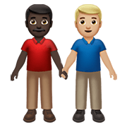 👨🏿‍🤝‍👨🏼 Emoji händchenhaltende Männer: dunkle Hautfarbe, mittelhelle Hautfarbe Apple iOS 14.2.