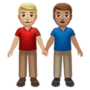 👨🏼‍🤝‍👨🏽 Emoji händchenhaltende Männer: mittelhelle Hautfarbe, mittlere Hautfarbe Apple iOS 14.2.