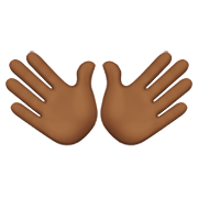 👐🏾 Emoji Mãos Abertas: Pele Morena Escura na Apple iOS 14.2.