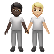 🧑🏿‍🤝‍🧑🏼 Emoji sich an den Händen haltende Personen: dunkle Hautfarbe, mittelhelle Hautfarbe Apple iOS 14.2.